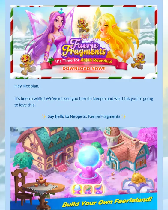Neopets promotional email