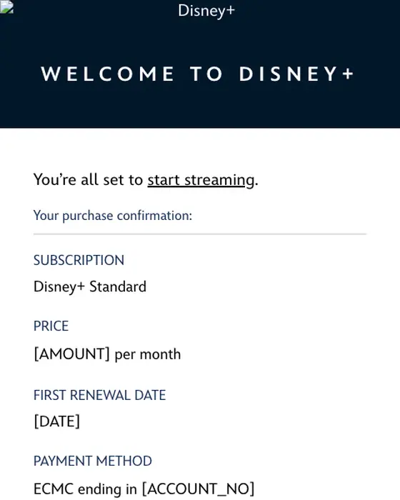 Disney+ email