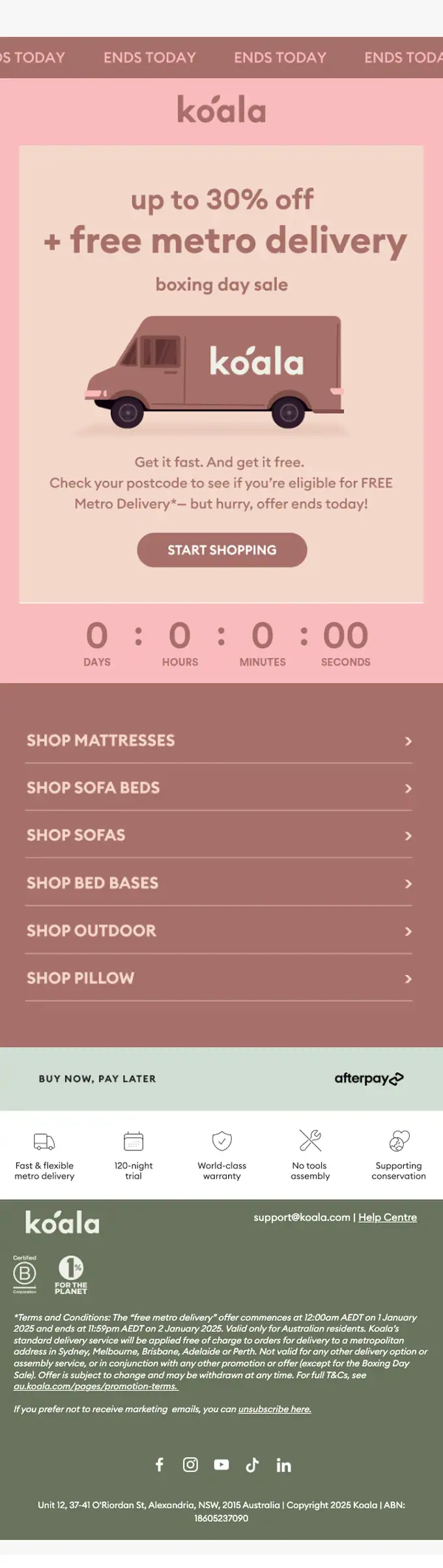 Koala sale email, full length
