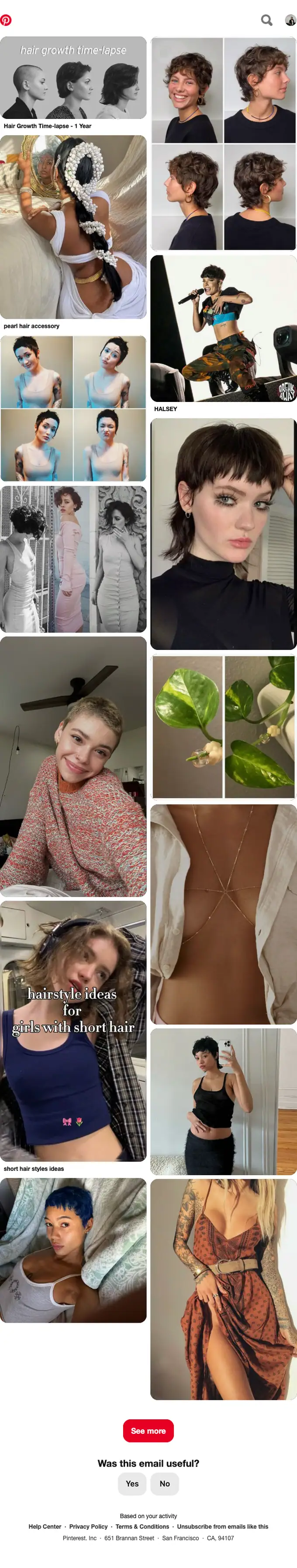 Pinterest promotional email, full length