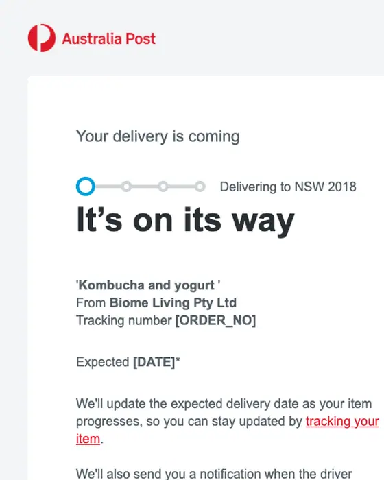 Australia Post delivery email