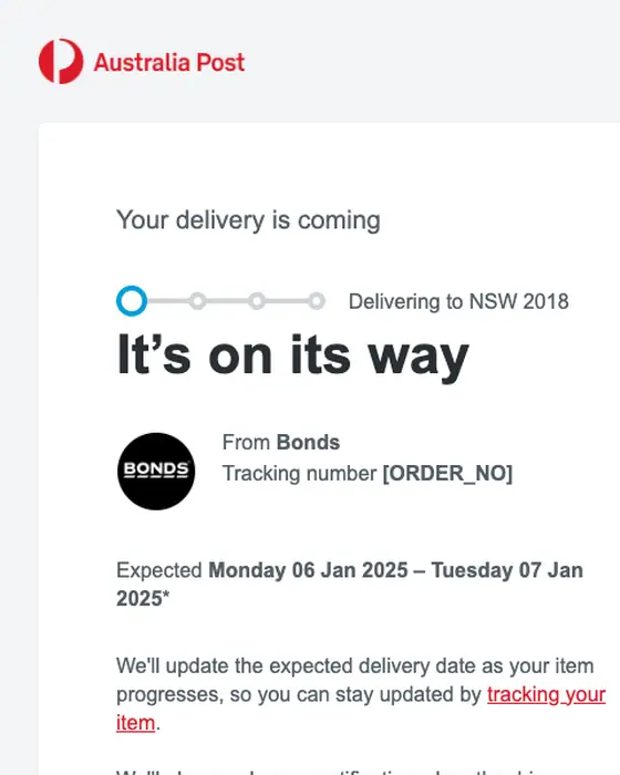 Australia Post delivery email