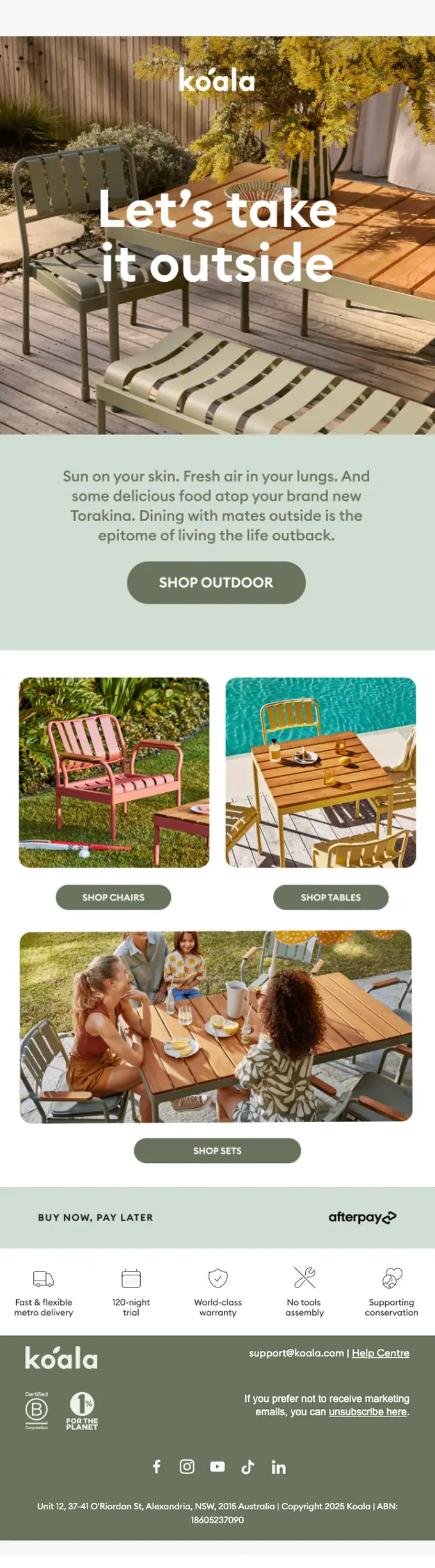 Koala promotional email, full length