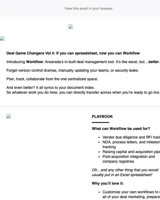 Ansarada product launch email