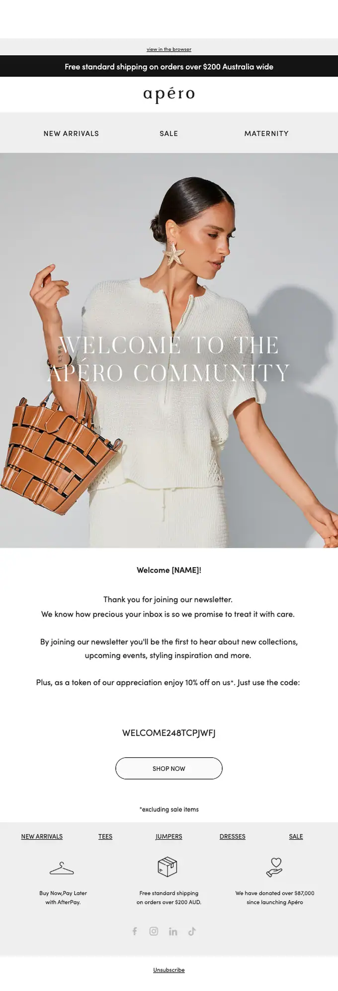 Apéro Label welcome email, full length