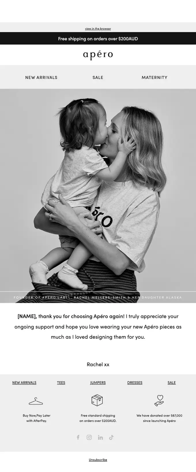 Apéro Label thank you email, full length