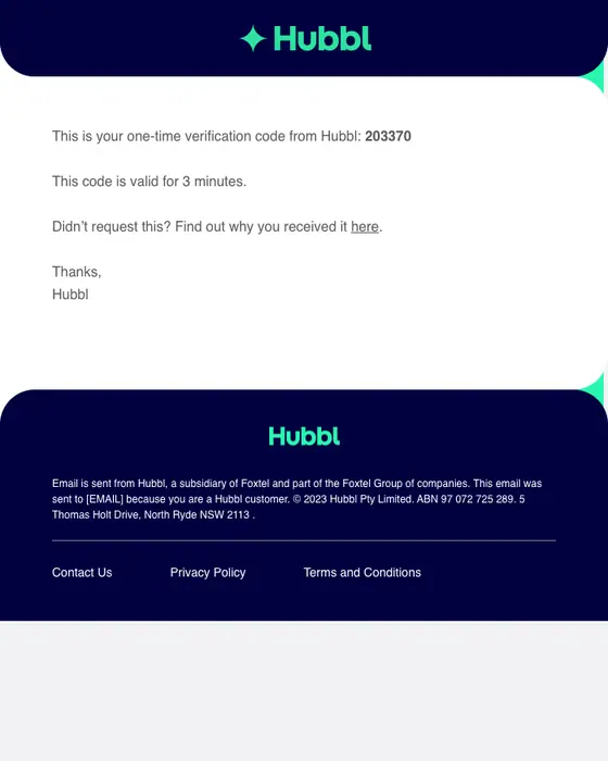 Hubbl otp email