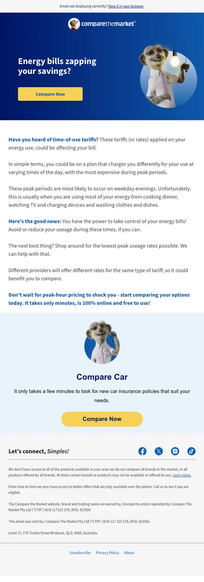 Compare the Market promotional email, full length