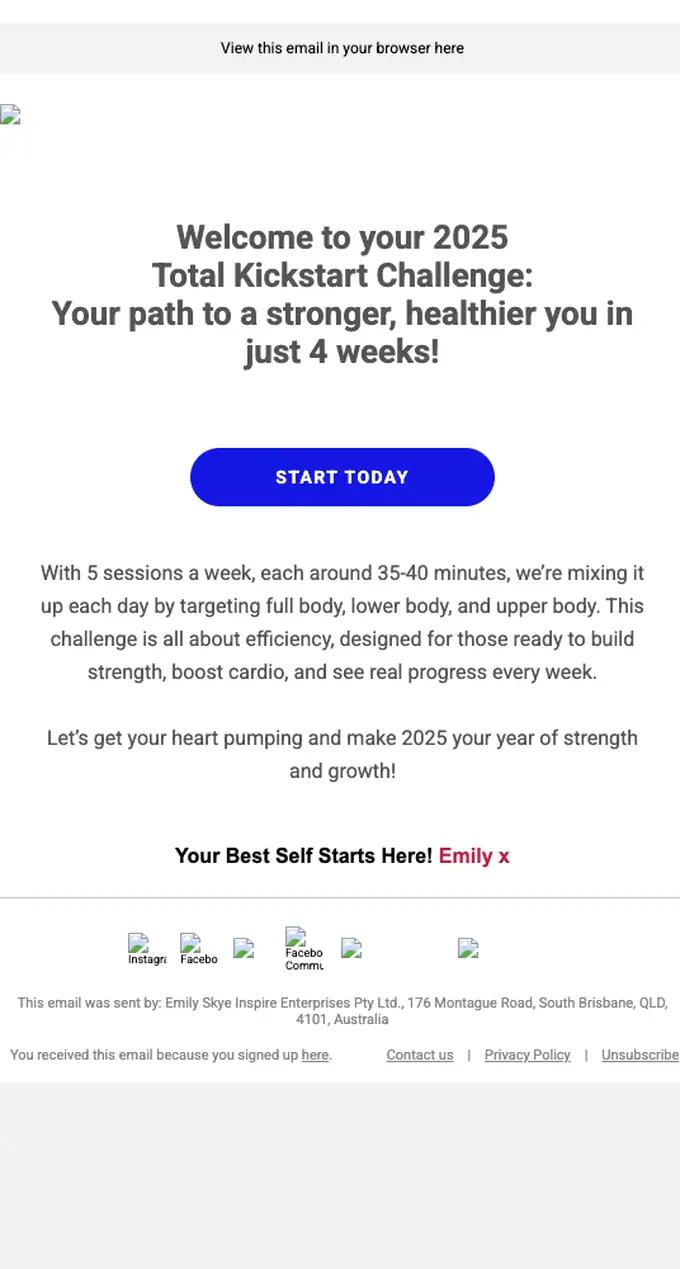 Emily Skye product launch email, full length
