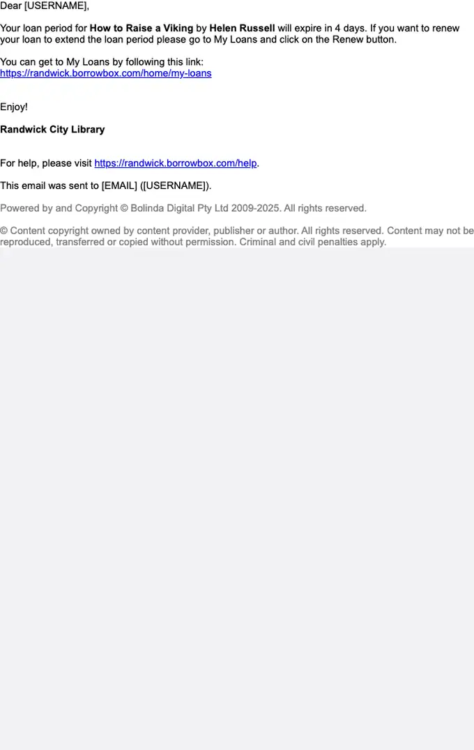 BorrowBox expiration notice email, full length