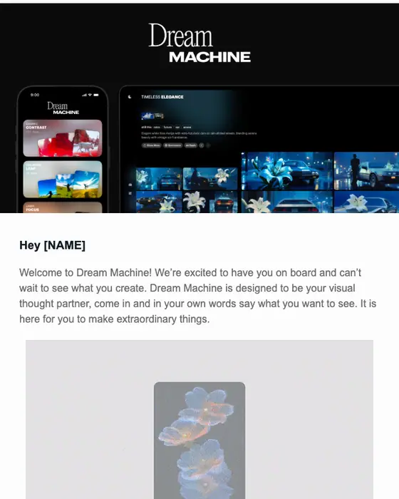 Luma AI welcome email