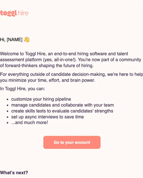 Toggl Hire email