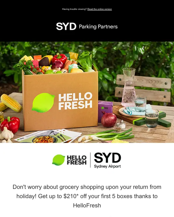 SYD Parking Partners Offer promotional email