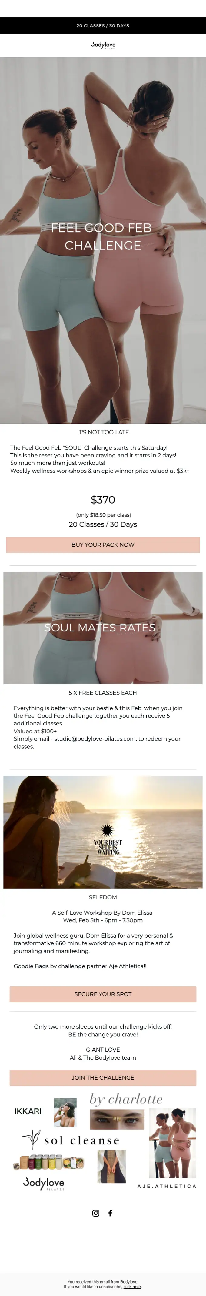 Bodylove promotional email, full length