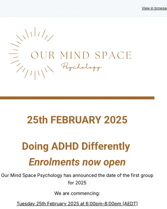 Our Mind Space Psychology event invite email