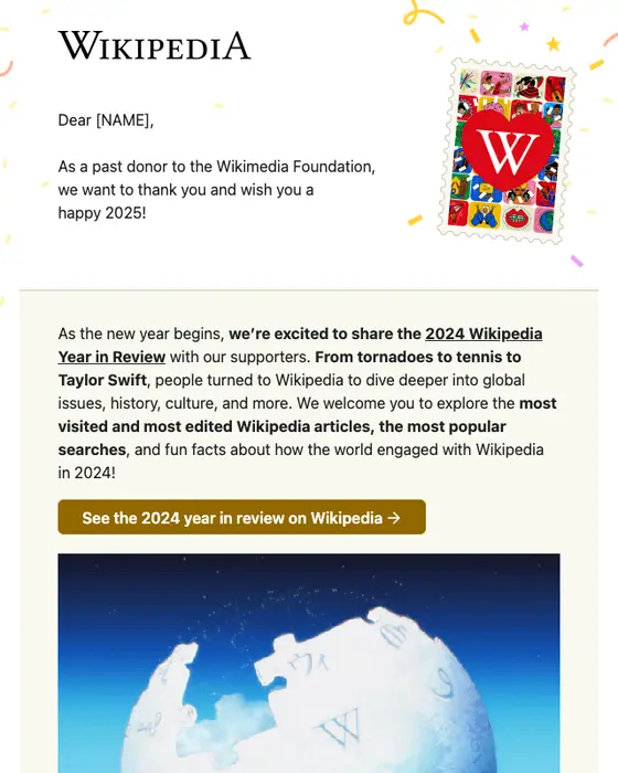 Wikimedia Foundation newsletter email