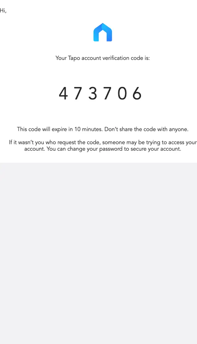 TP-Link email verification email, full length