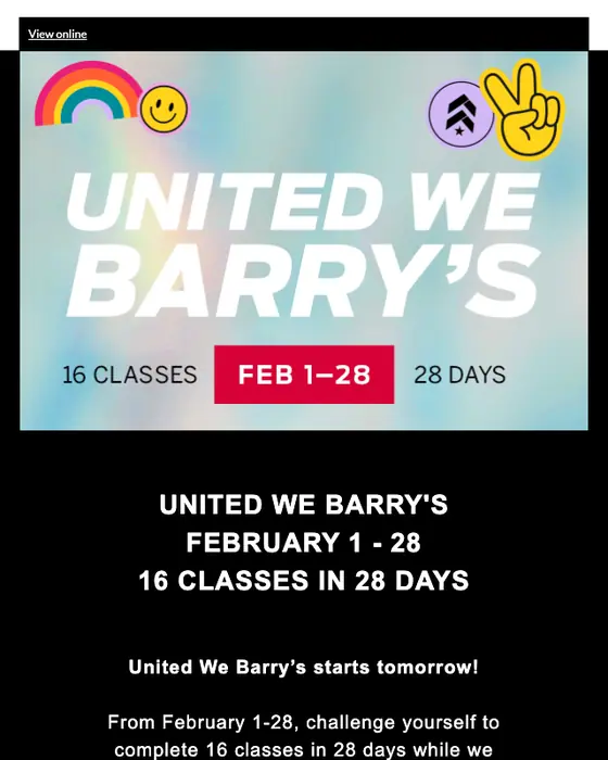 Barry's Bootcamp event invite email