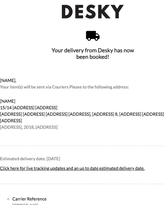 Machship tracking email