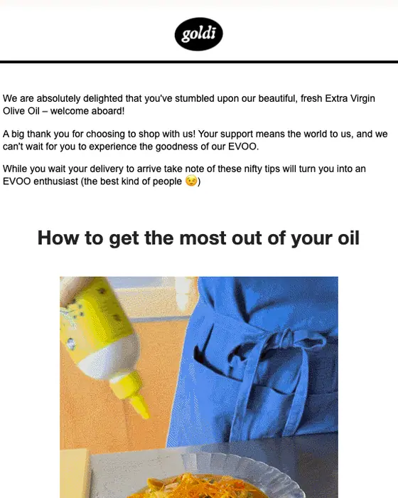 Goldi welcome email