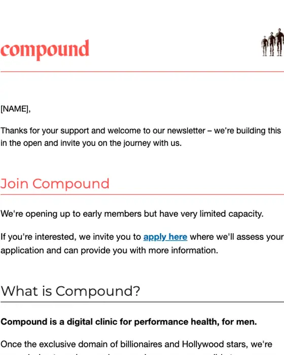 Compound welcome email