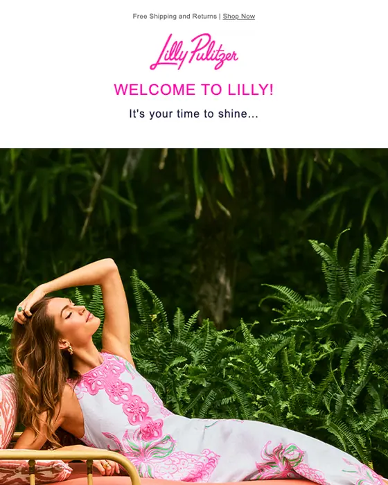 Lilly Pulitzer welcome email