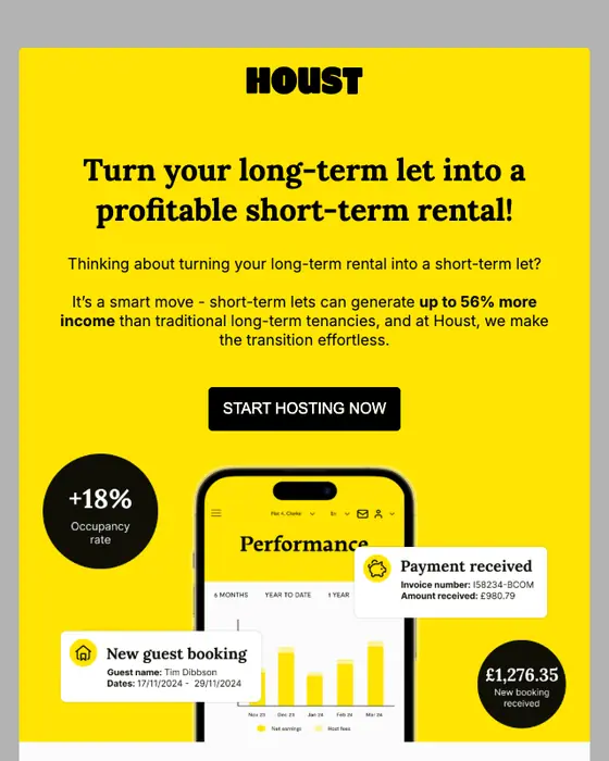 Houst promotional email