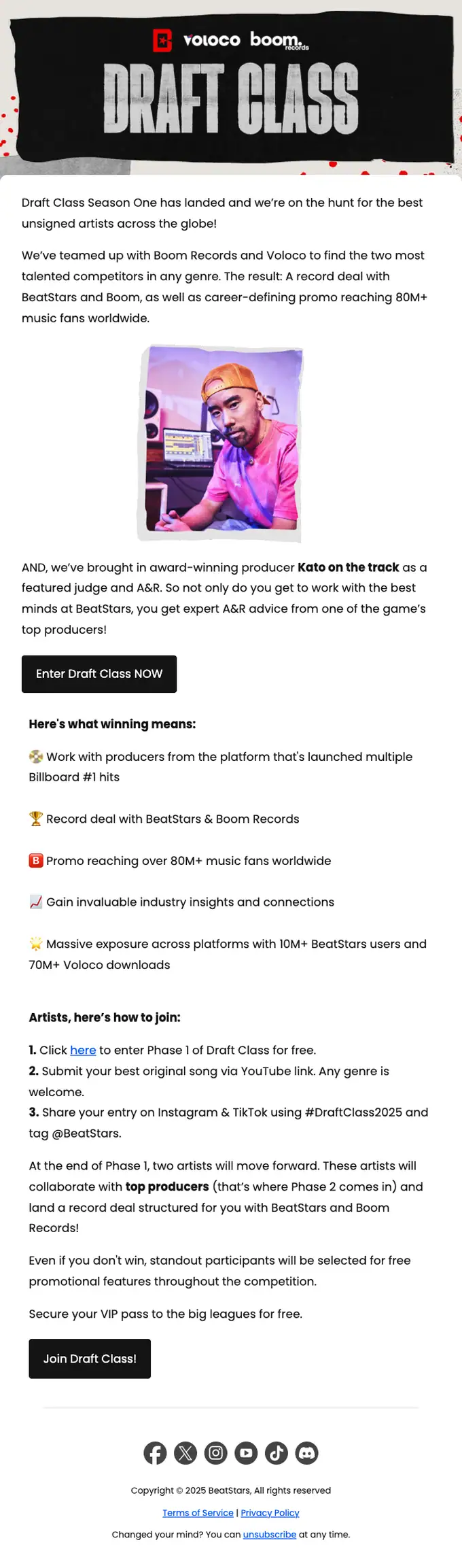 BeatStars promotional email, full length