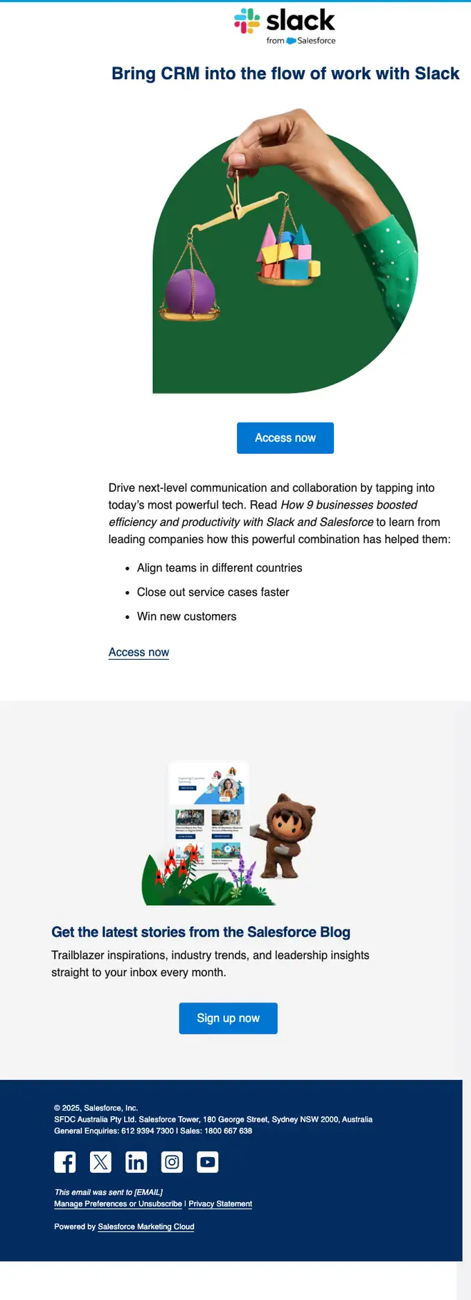 Salesforce promotional email, full length