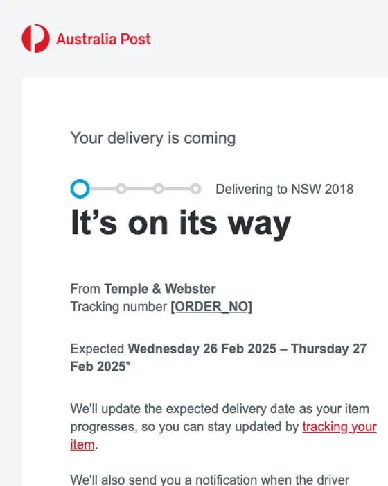 Australia Post delivery email