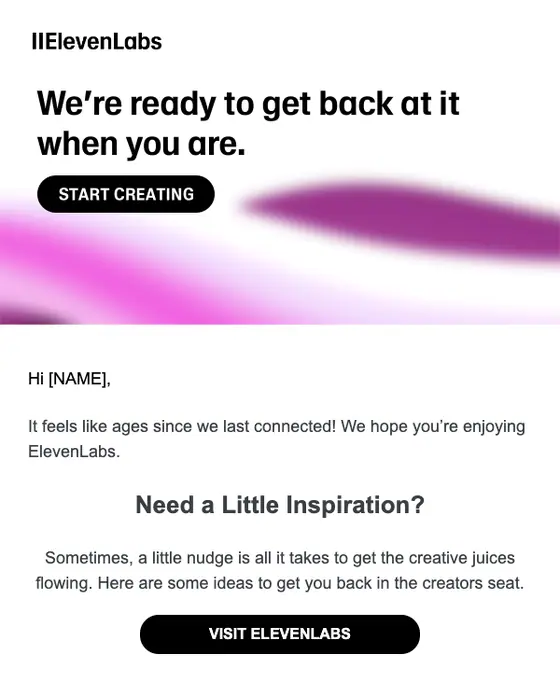 ElevenLabs re engagement email