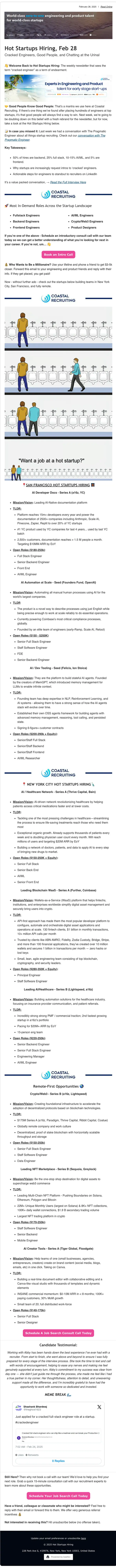Coastal Recruiting job alert email, full length