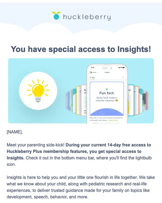 Huckleberry account notice email