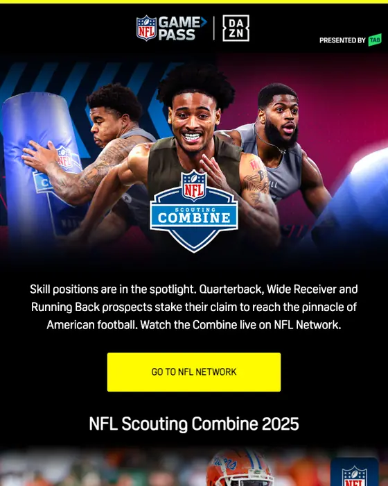 NFL Game Pass from DAZN promotional email