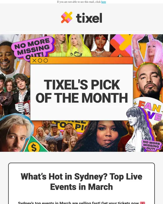 Tixel promotional email