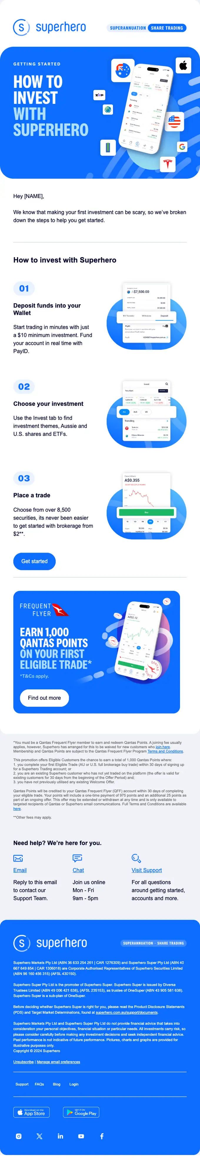Superhero account notice email, full length
