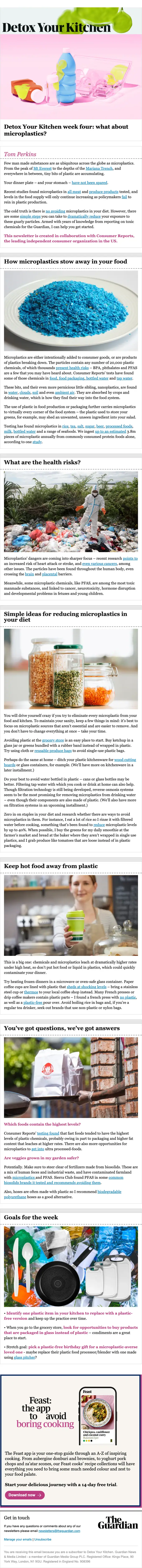 The Guardian newsletter email, full length