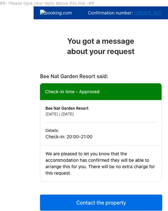 Booking.com reservation email