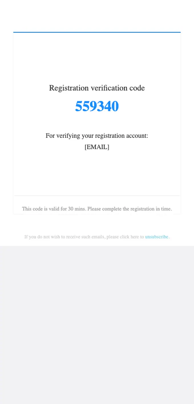 Home Connect email verification email, full length