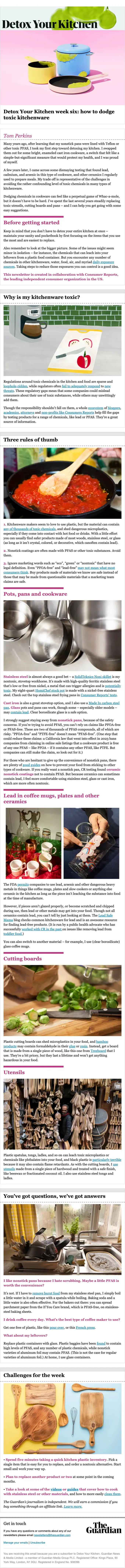 The Guardian newsletter email, full length