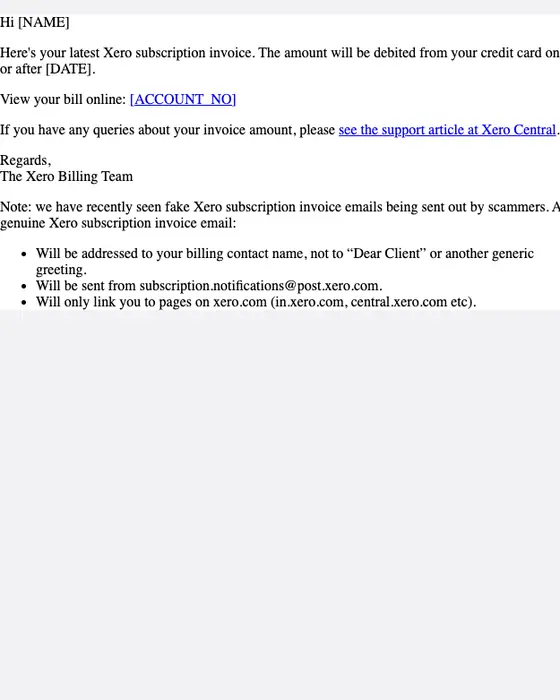 Xero invoice email