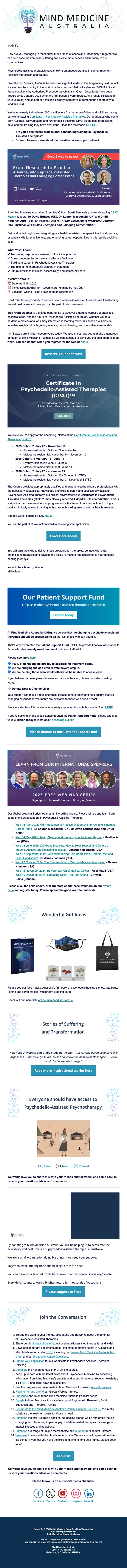 Mind Medicine Australia webinar email, full length