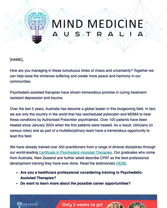 Mind Medicine Australia webinar email