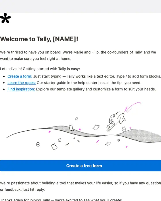 Tally Forms welcome email