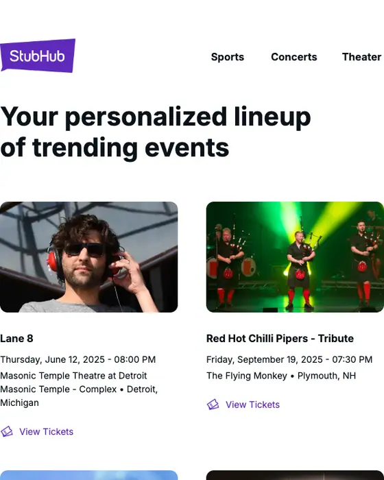 StubHub promotional email