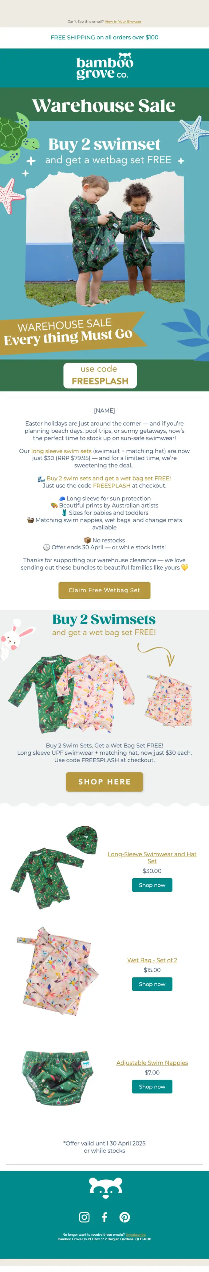 Bamboo Grove Co seasonal email, full length