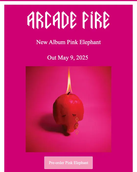 Arcade Fire product launch email