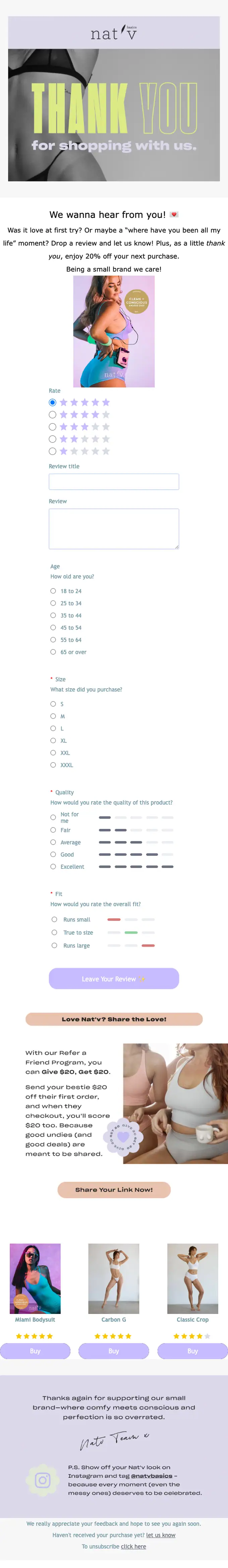 natvbasics.com survey email, full length