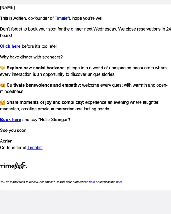 Timeleft email