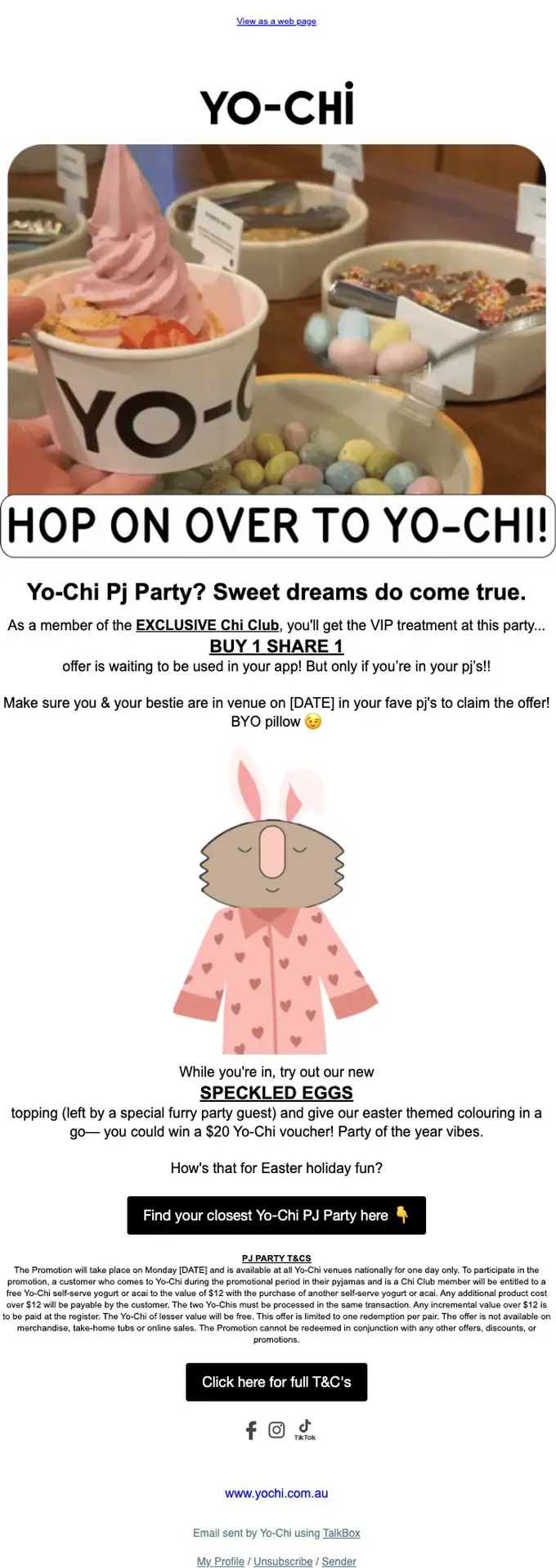 Yo-Chi promotional email, full length